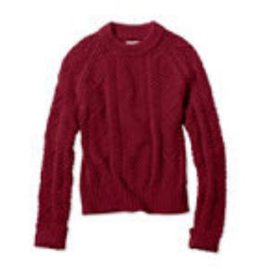 Signature Cotton Fisherman Sweater Crewneck in Red